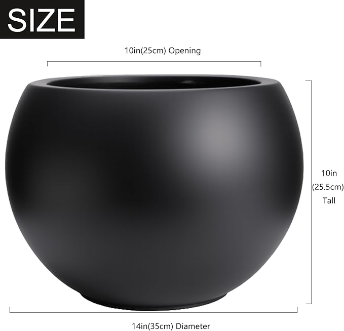 10 H x 14" Dia Round Fiberstone Planter - Image 2