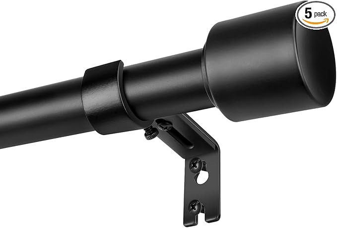 1' Diameter Matte Black Curtain Rod, 30-60 inch, Fits 30-54 Windows, Heavy Duty by Unknown