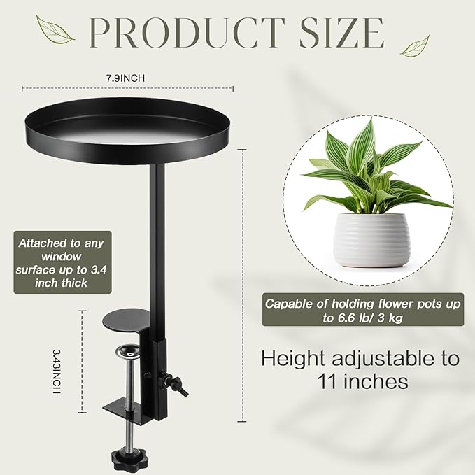 1 Pcs Window Sill Plant Shelf 7.9''D x 14.2''H Adjustable Window Shelf - Image 2