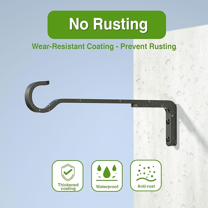 10 Inch 2 Pack Black Heavy Duty Outdoor Plant Hangers, Iron Hanging Plant - Image 4