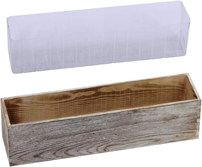 1 Pcs Wood Planter Rectangle Whitewashed Rectangular Decorative Wooden Box by Winlyn