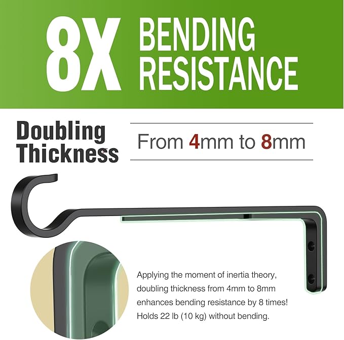 10 Inch 2 Pack Black Heavy Duty Outdoor Plant Hangers, Iron Hanging Plant - Image 3