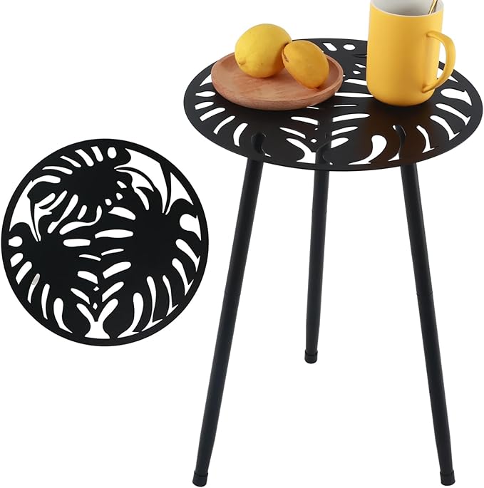 1 Pack Metal Outdoor Side Tables Small Outside Round End Table by PartyZealot