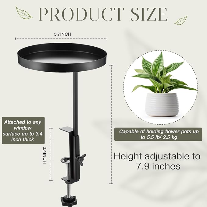 1 Pcs Window Sill Plant Shelf 5.7''D x 12.4''H Adjustable Window Shelf - Image 2