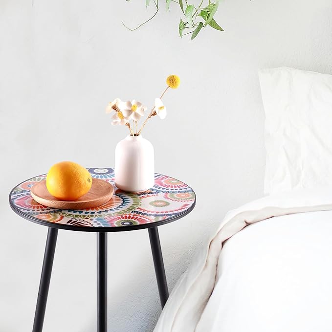 1 Pack Metal Outdoor Side Table Small Outside Round End Table - Image 2