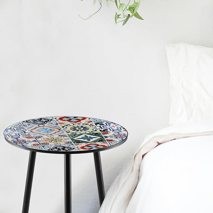 1 Pack Metal Outdoor Side Table Small Outside Round End Table - Image 2