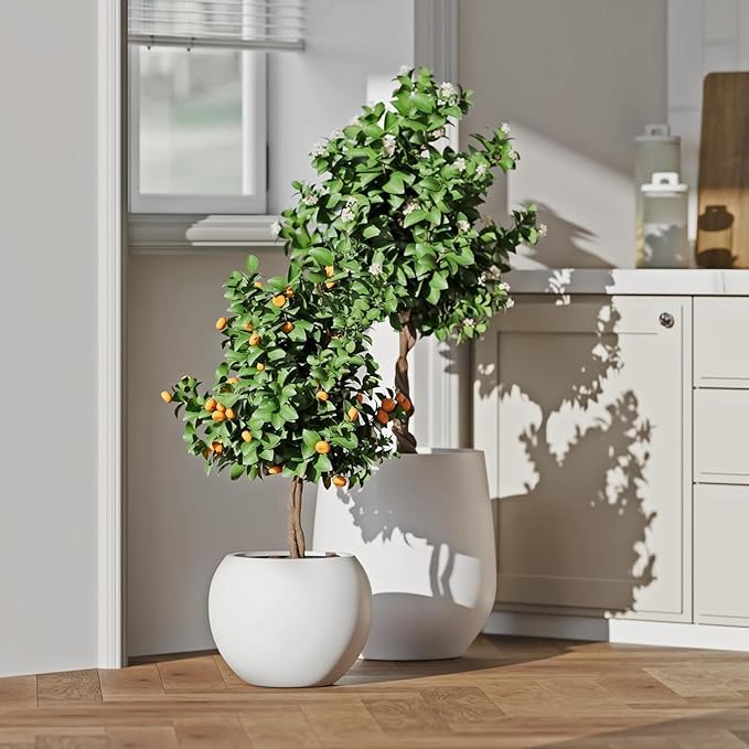 10 H x 14" Dia Round Fiberstone Planter - Image 4