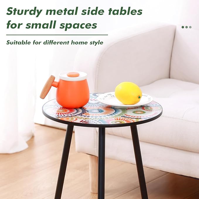 1 Pack Metal Outdoor Side Table Small Outside Round End Table - Image 4