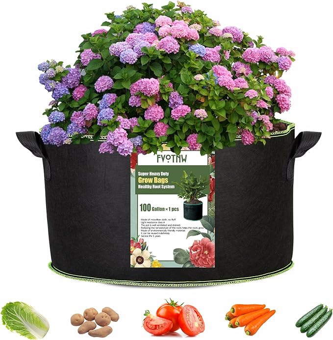 1-Pack 100 Gallon Plant Grow Bags, Thickened Nonwoven Fabric Pots by FVOTNW