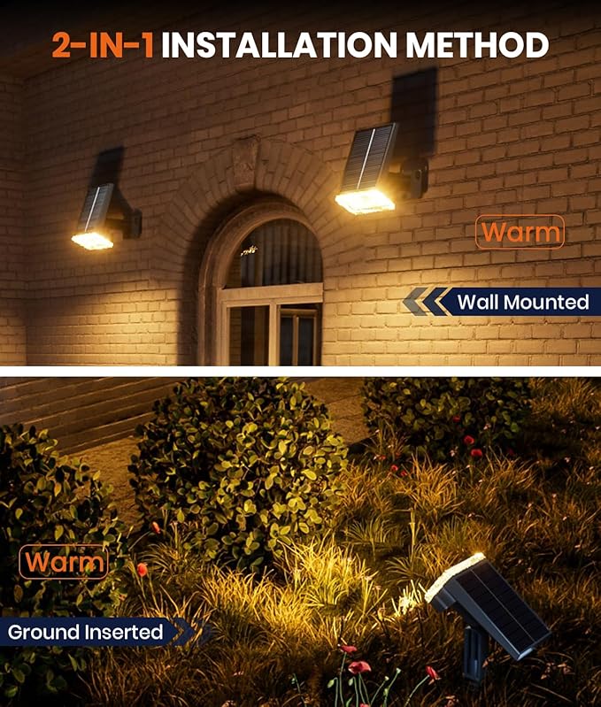 1 Pack Solar Spotlights Outdoor Waterproof IP67, Adjustable Wall&Ground Solar - Image 9
