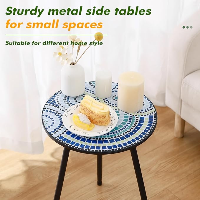 1 Pack Metal Outdoor Side Table Small Outside Round End Table - Image 4