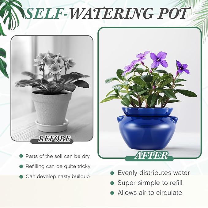 1 Sets African Violet Pots 7.5 Inch Self Watering Pot - Image 4