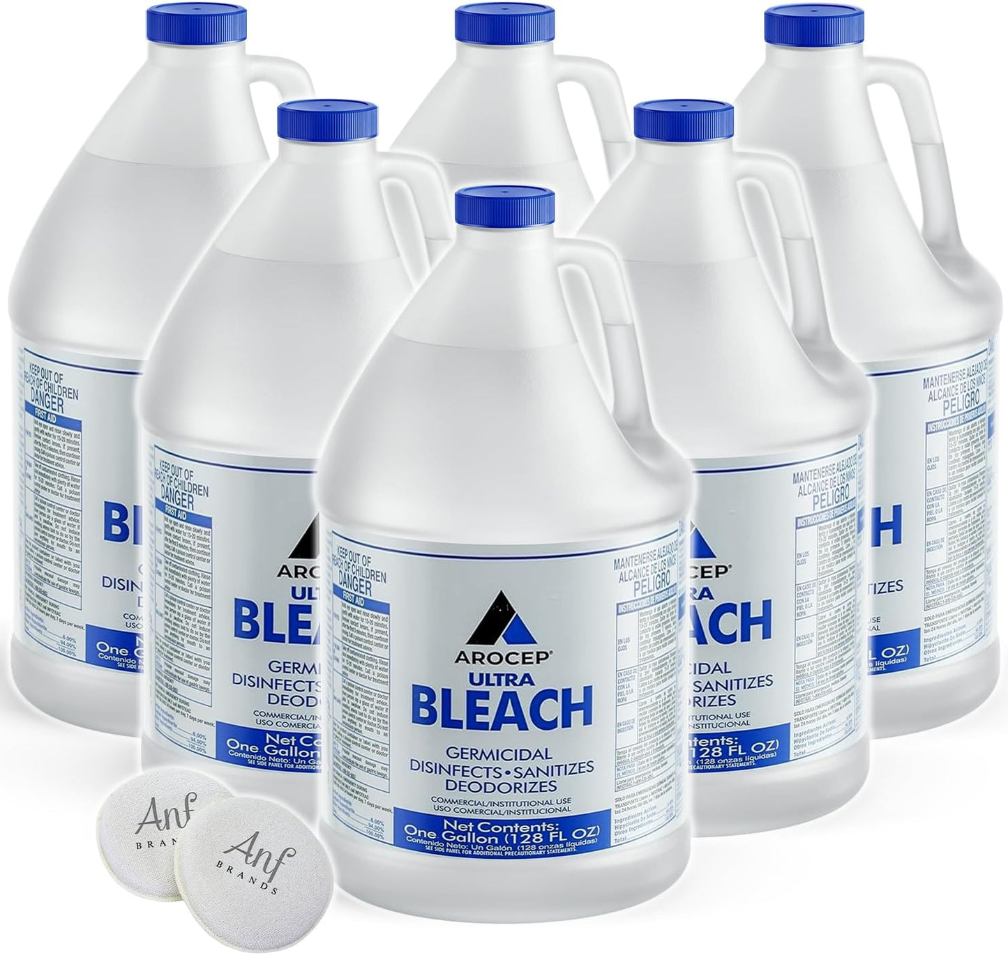 (6 Gallons) Ultra Germicidal Liquid Bleach - For Laundry, Disinfecting, Sanitizing, Deodorizing, Mold & Mildew Stain Remover - 1 Gallon Jugs