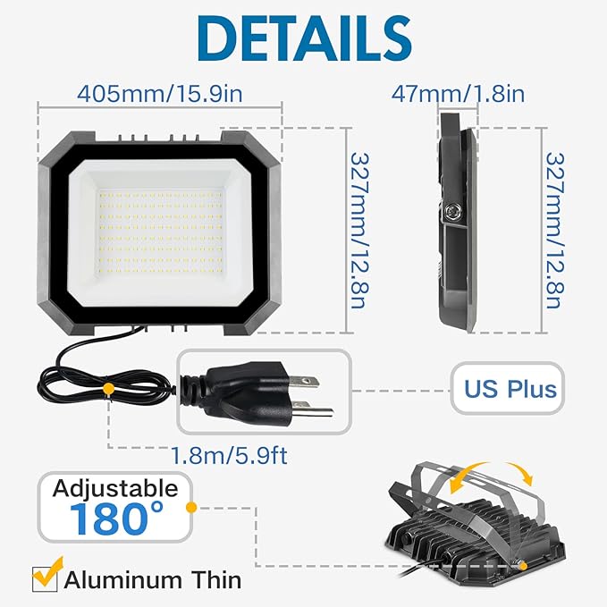 1 Pack LED Flood Lights Outdoor, 300W 30000LM Super Bright Floodlight Outside - Image 4