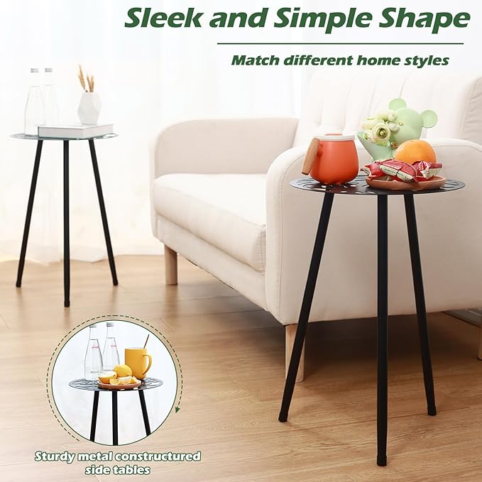 1 Pack Metal Outdoor Side Tables Small Outside Round End Table - Image 5