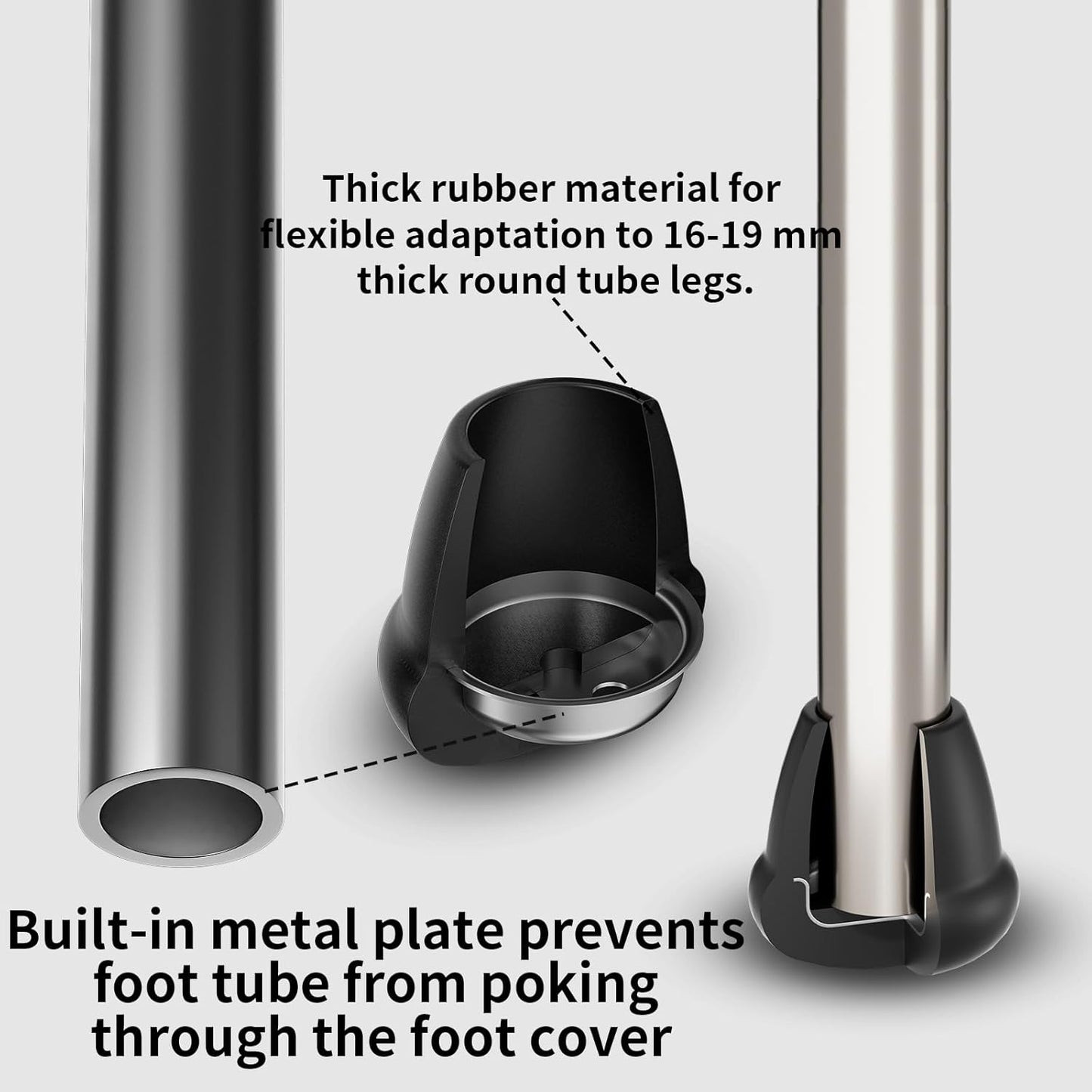 0.75 Inch Heavy Duty Rubber Chair Leg Caps - 8 PCS Non-Slip Furniture Floor Protectors with Metal Inserts for Wood, Tile, Carpet - Fits Chairs,Stools,Bar Stools