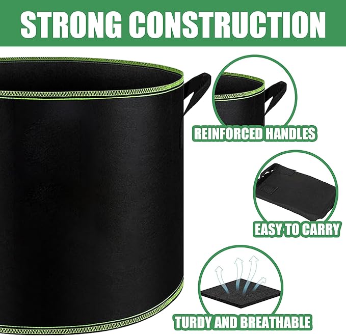 1-Pack 100 Gallon Plant Grow Bags, Thickened Nonwoven Fabric Pots - Image 5