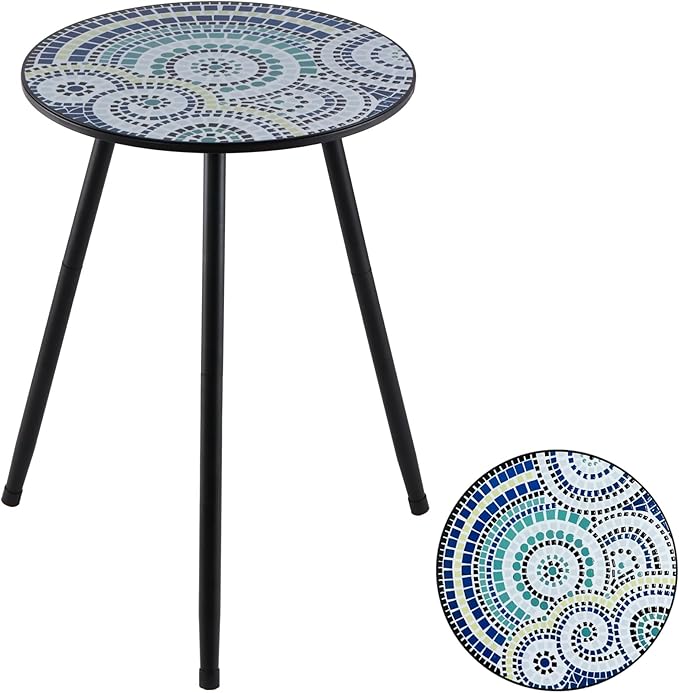 1 Pack Metal Outdoor Side Table Small Outside Round End Table by PartyZealot