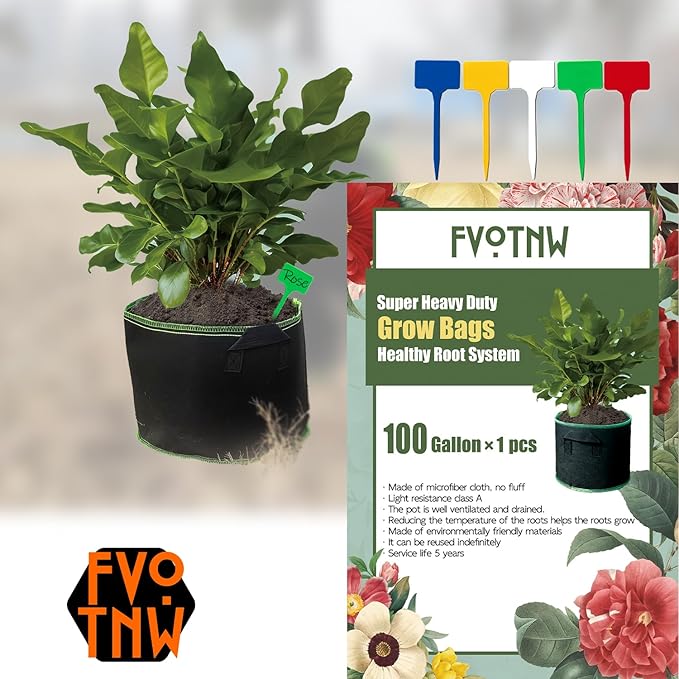 1-Pack 100 Gallon Plant Grow Bags, Thickened Nonwoven Fabric Pots - Image 2