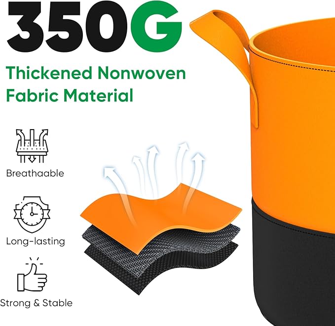 10 Gallon Grow Bags: 6 Pack 350G Heavy Duty Thickened Colorful Potato Grow Bags - Image 3