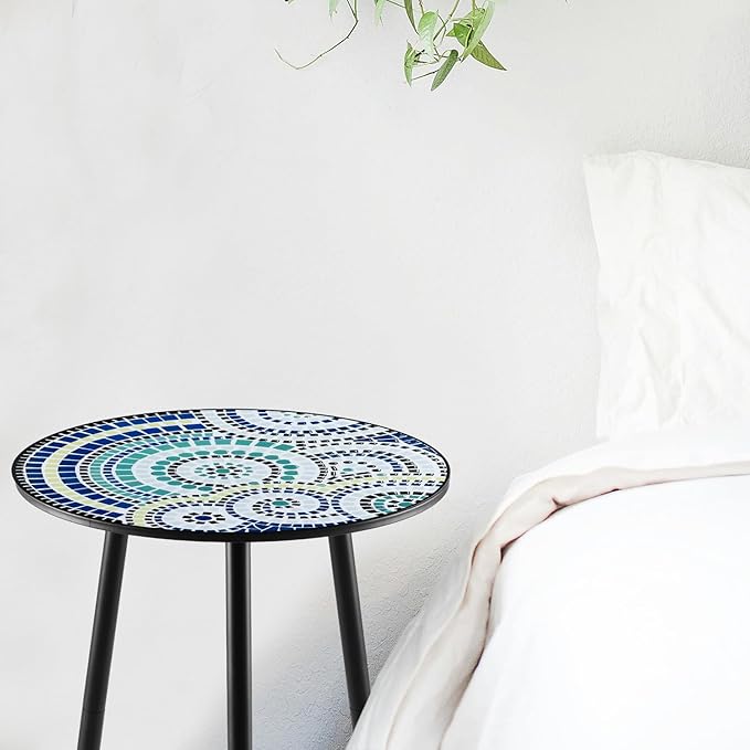 1 Pack Metal Outdoor Side Table Small Outside Round End Table - Image 2