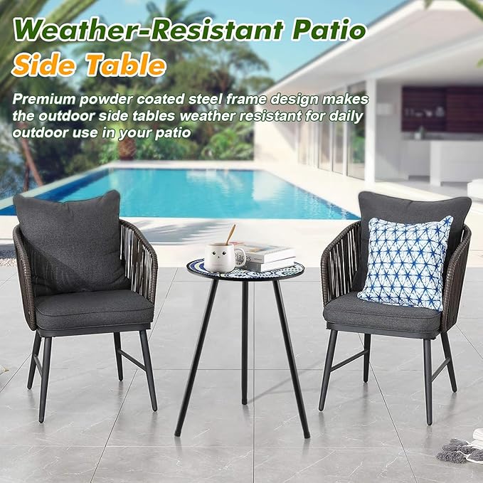 1 Pack Metal Outdoor Side Table Small Outside Round End Table - Image 5