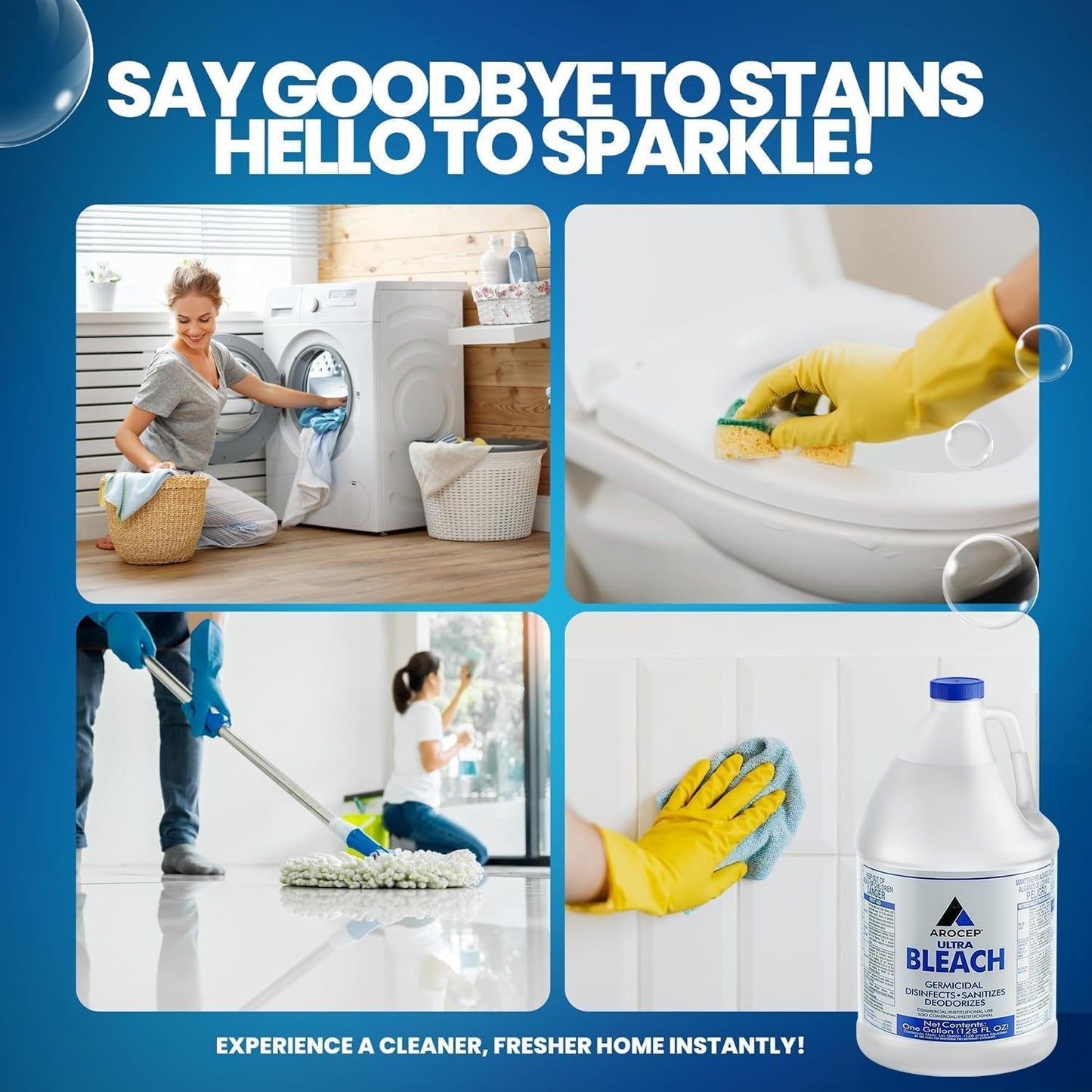 (12 Pack) Kik Ultra Bleach, 1 Gallon Jugs and Cleaning sponge (KIK8635042CT)