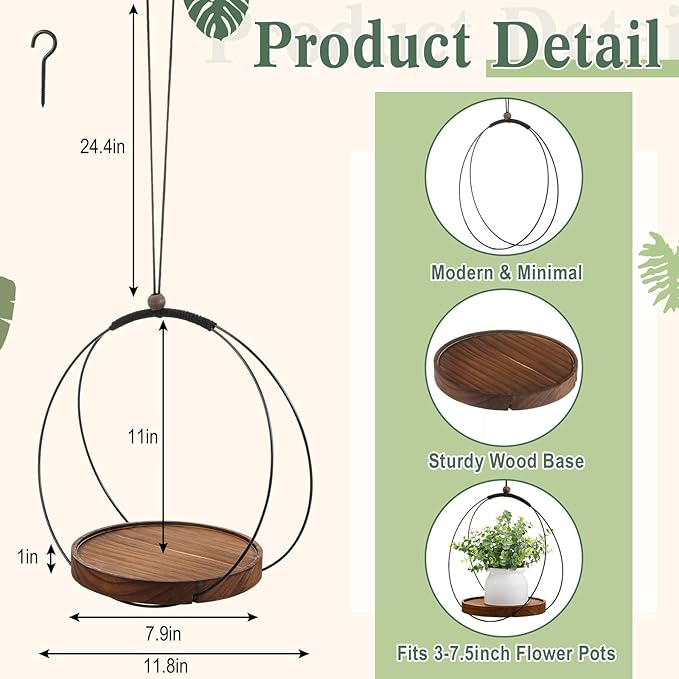 1 Pack Hanging Planters for Indoor Black Plant Hanger - Image 2