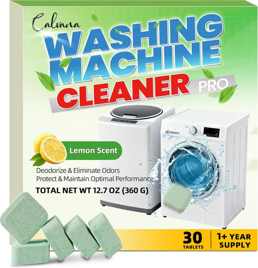 (30-Pack) Laundry Machine Cleaner, Washer Cleaner, for Front-Loaders, Top-Loaders, HE Machines, Easily Removes Residue, Septic Safe, Over a 12-Month Supply