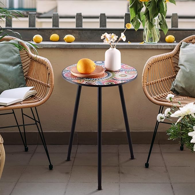 1 Pack Metal Outdoor Side Table Small Outside Round End Table - Image 5