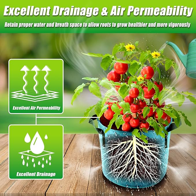 10 Gallon Grow Bags, 7 Pack Colorful Fabric Plant Pots - Image 5