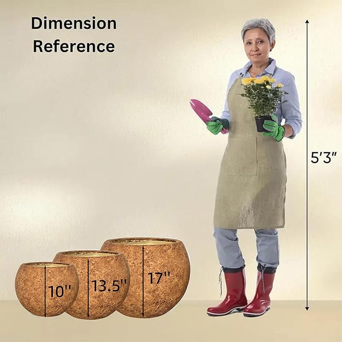 10 H x 14" Dia Round Fiberstone Planter - Image 2