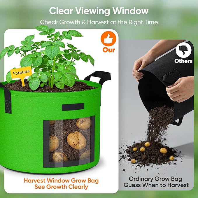 10 Gallon Potato Grow Bags: Set of 5 Colorful Gardening Supplies Fabric Pots - Image 4