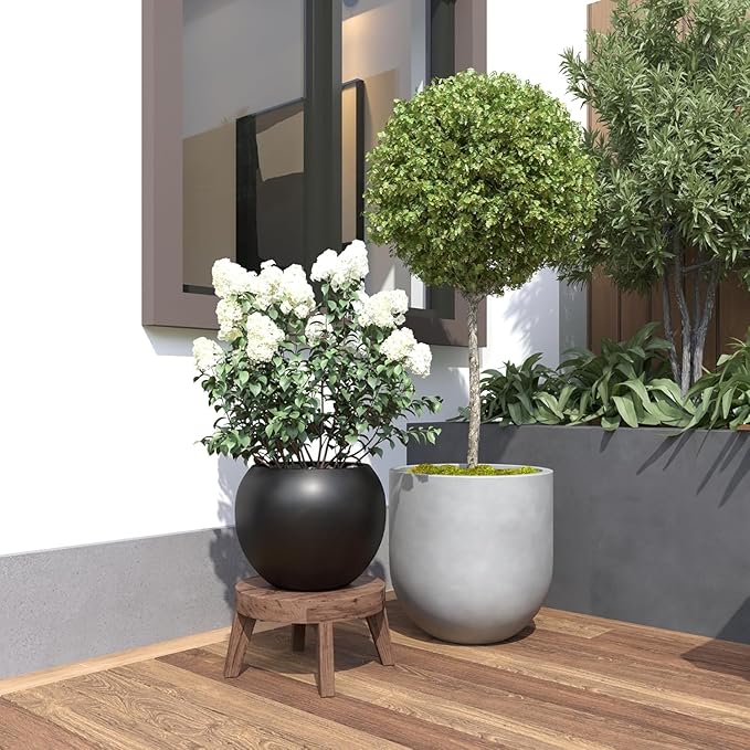 10 H x 14" Dia Round Fiberstone Planter - Image 4