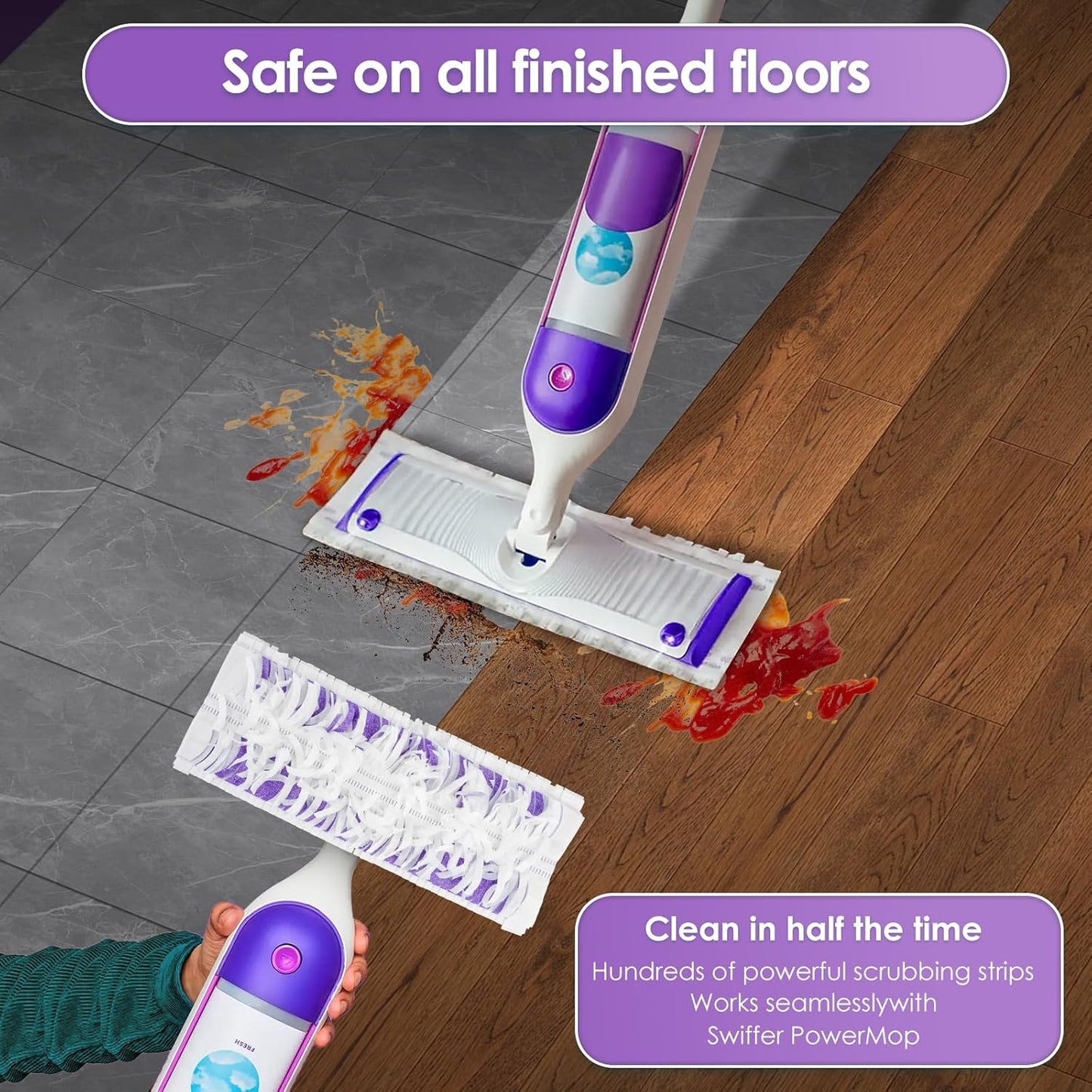 (25 Pack) Replacement Power Mop Pads for Swiffer PowerMop, Disposable PowerMop Mopping Pad Refills Compatible with Swiffer PowerMop, Multi-Surface Mop Pad Refills for Floor Cleaning