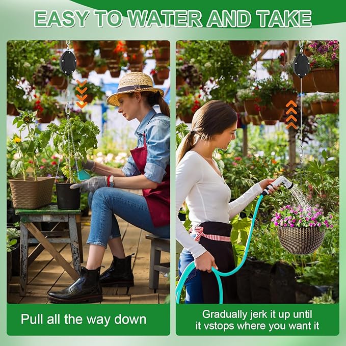 1 Pack Heavy Duty Retractable Plant Hangers, Adjustable Pull-Down Pulleys - Image 3