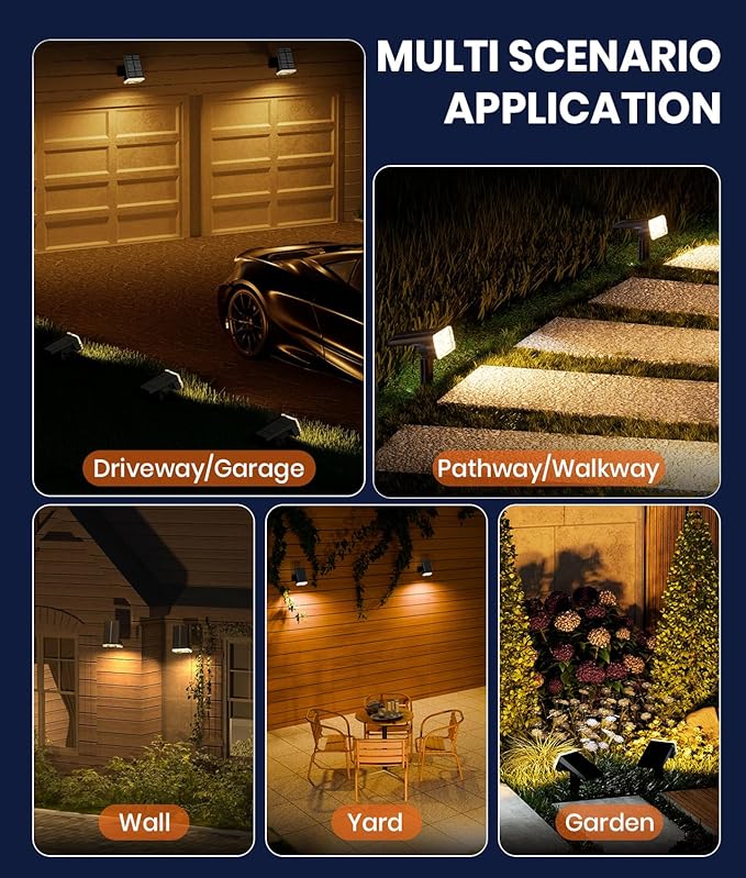 1 Pack Solar Spotlights Outdoor Waterproof IP67, Adjustable Wall&Ground Solar - Image 6